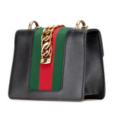 グッチ シルヴィ ミニ チェーン ショルダーバッグ 431666 ブラック レザー レディース GUCCI 【中古】